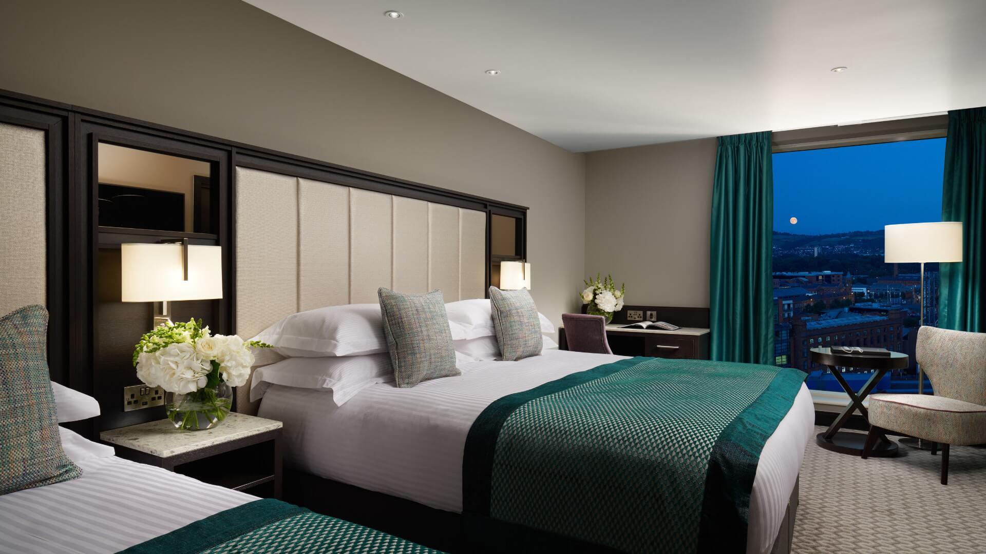 Twin double bed suite at Grand Central Hotel Belfast