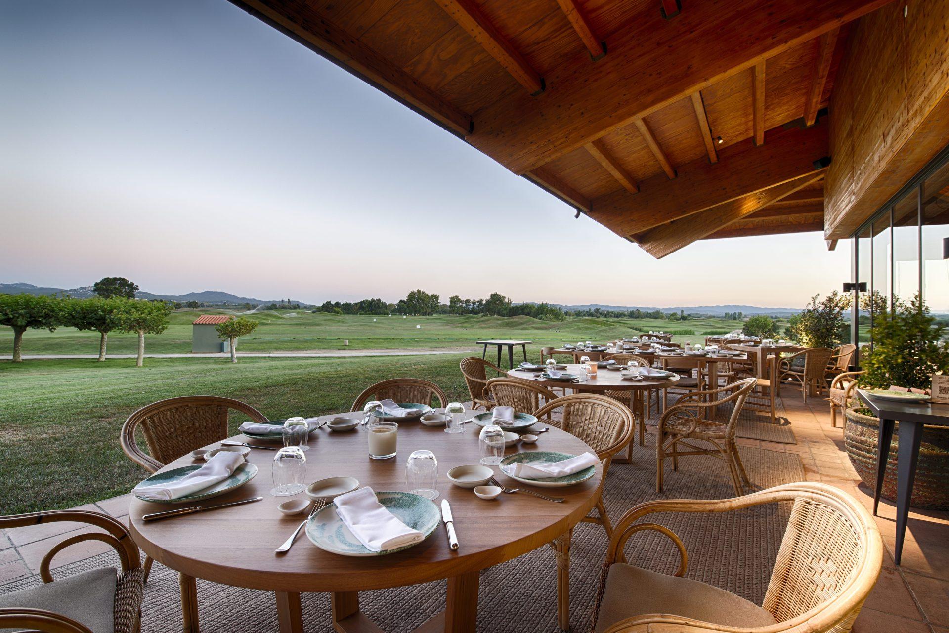 Outdoor dining room with views of the golf course