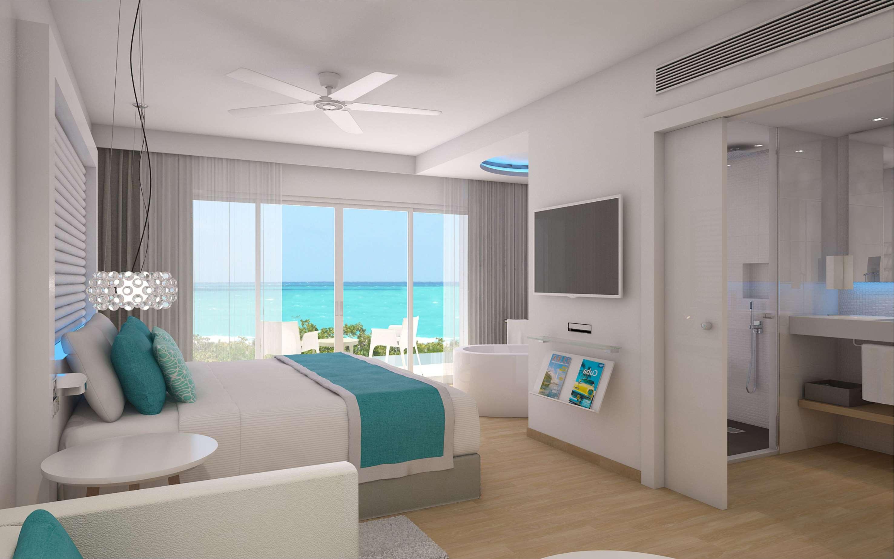 Double bed suite with balcony views at Paradisus Los Cayos
