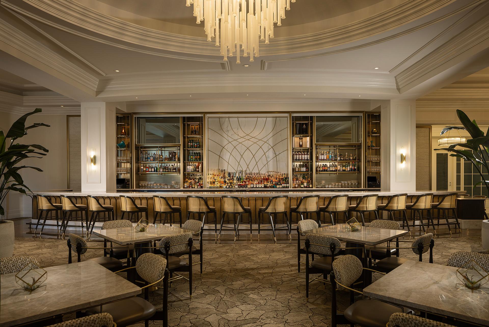 Indoor bar and lounging area at Waldorf Astoria