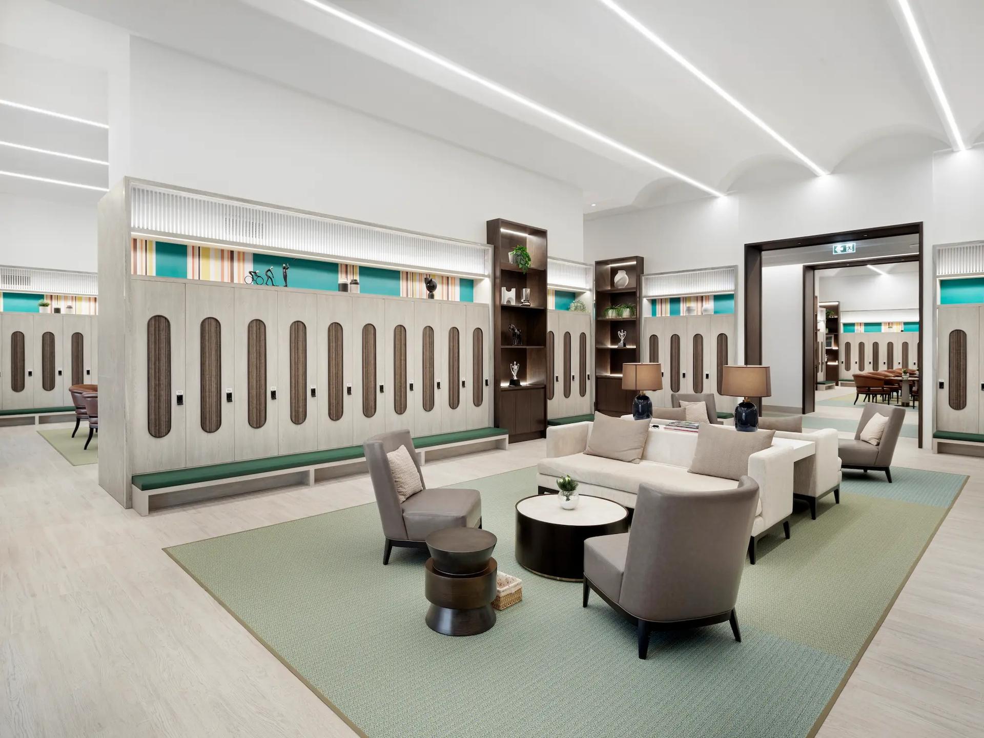 Indoor lounging area and locker room at RG City & Robinswood Thailand