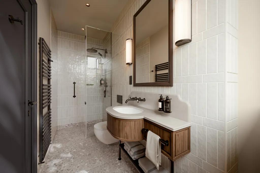 Modern bathroom as part of a suite at The Kithmore Hotel