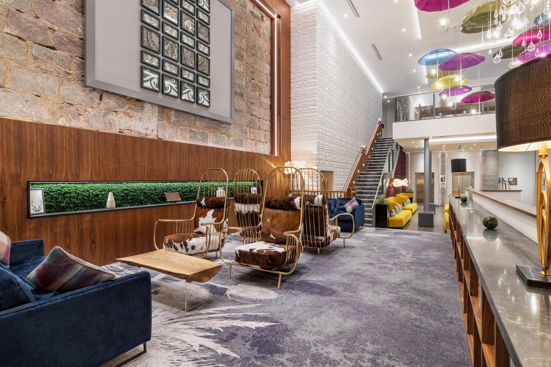 Reception lounging area at The Sandman Hotel