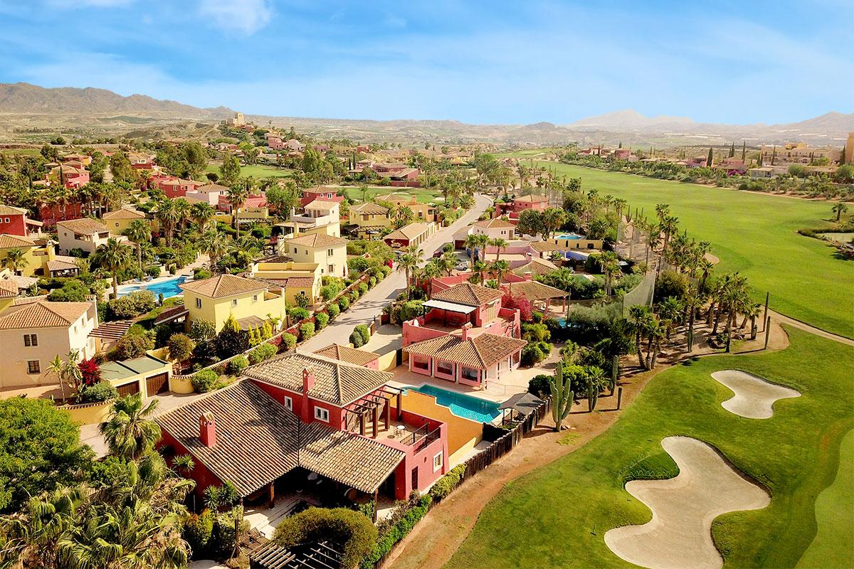 Overhead view of the villas by the course at Desert Springs Resort
