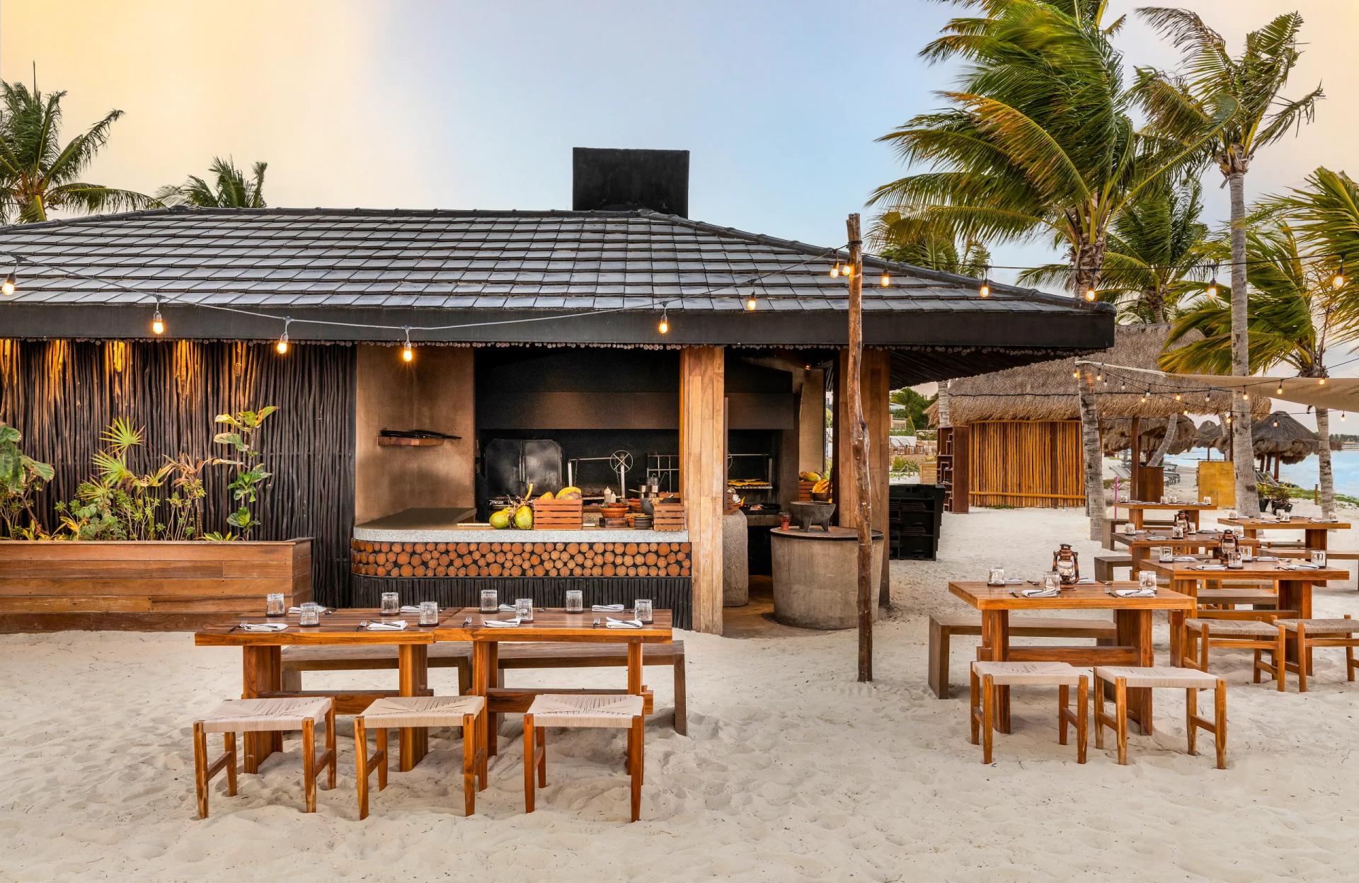 Restaurant on the beach at Fairmont Mayakoba