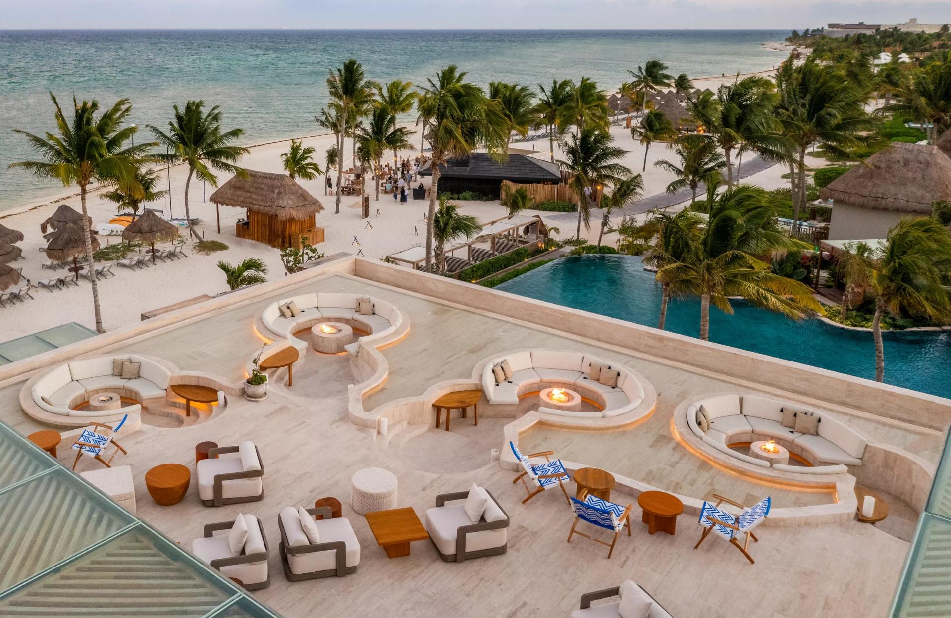 Outdoor lounging area at Fairmont Mayakoba