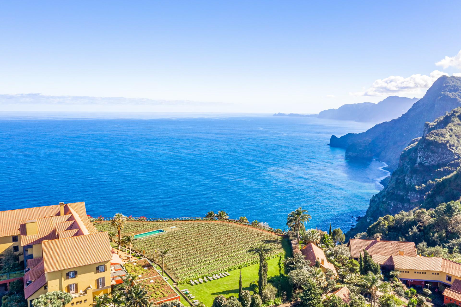Overhead view of the coastal views from Hotel Quinta do Furão