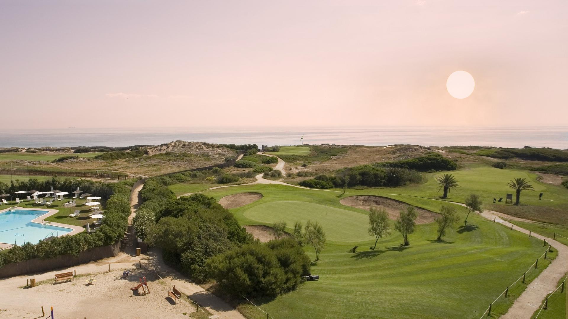 Overhead view of a well maintained fairway at Parador El Saler