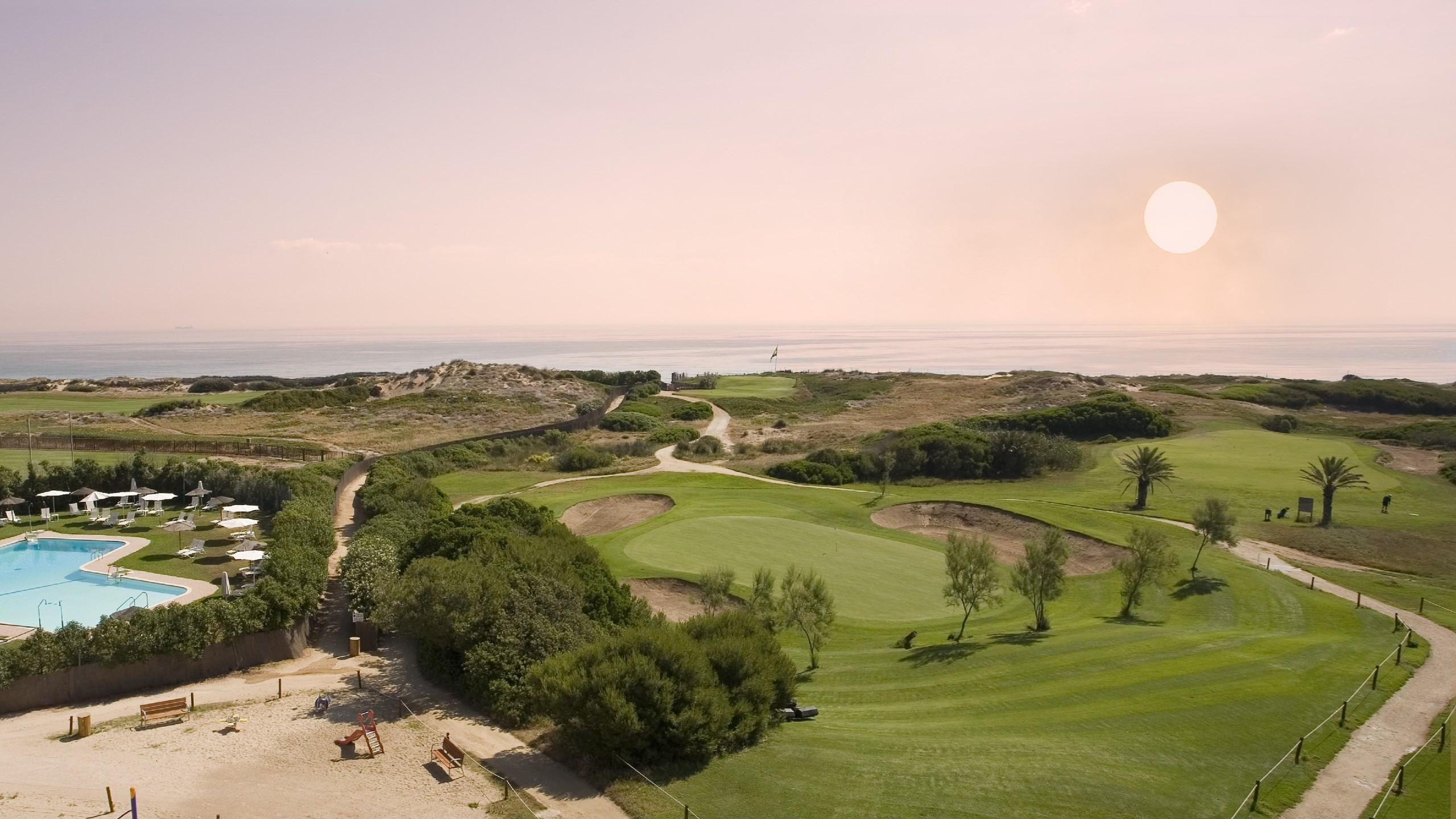 Overhead view of a well maintained fairway at Parador El Saler