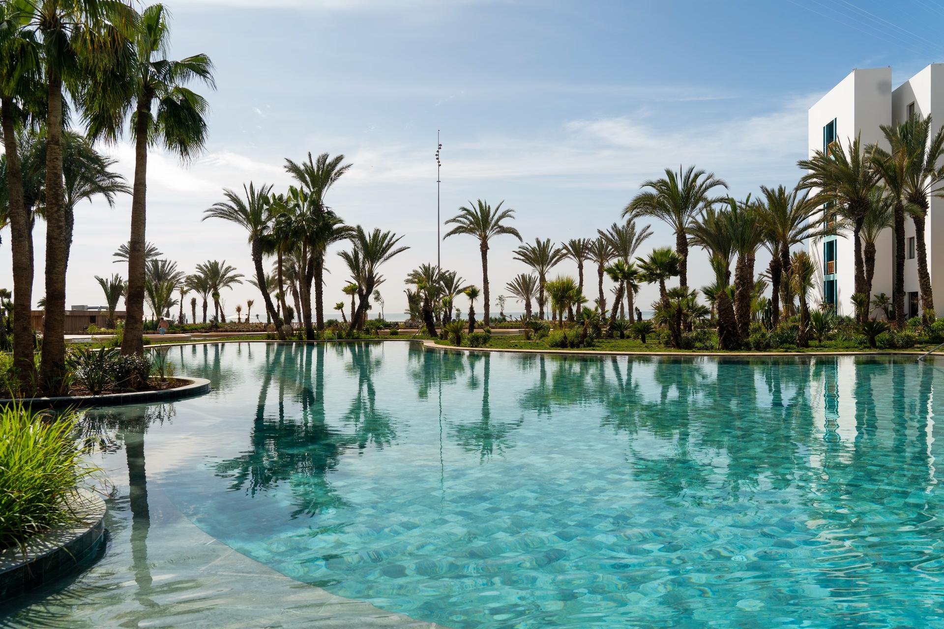 Panoramic view of the outdoor pool at The View Agadir