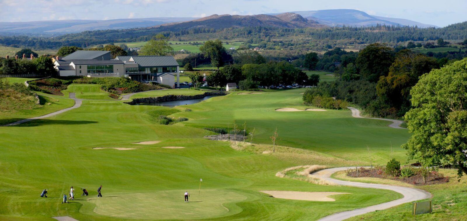 A well maintained fairway nestled with sand bunkers at Castle Dargan Golf Hotel
