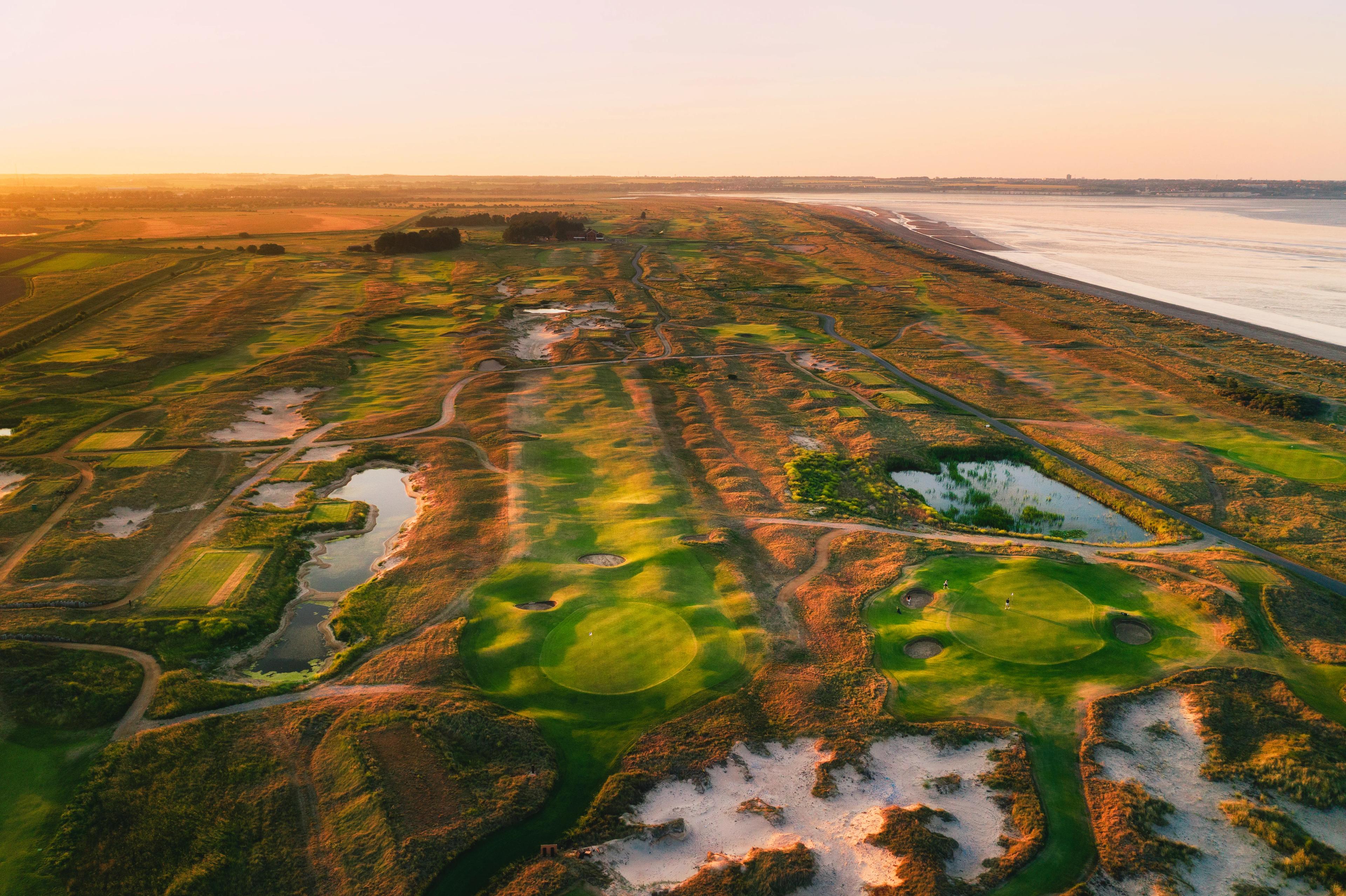 Aerial view of the coastal fairways at Prince's Golf Club