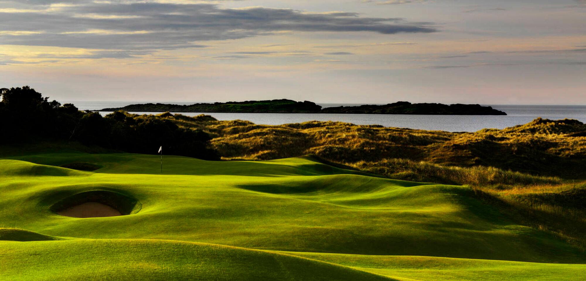 A well maintained coastal fairway with rolling dunes