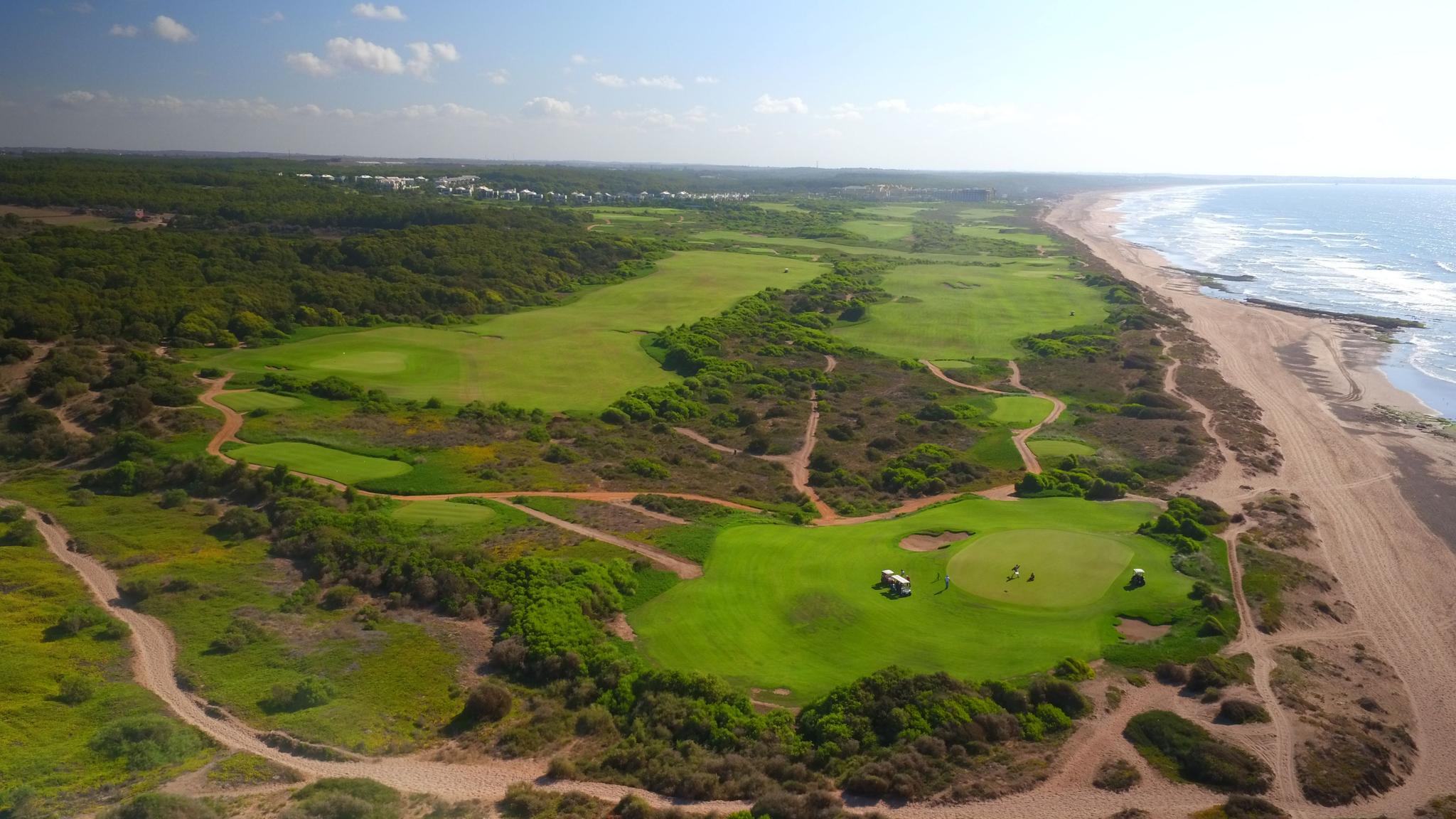 Overhead view of the Mazagan golf course in Morocco