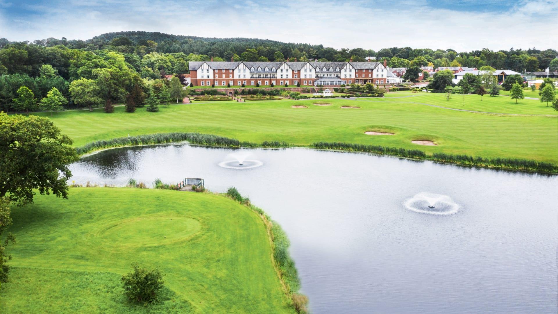 Outdoor view of the Carden Park Resort from the golf course