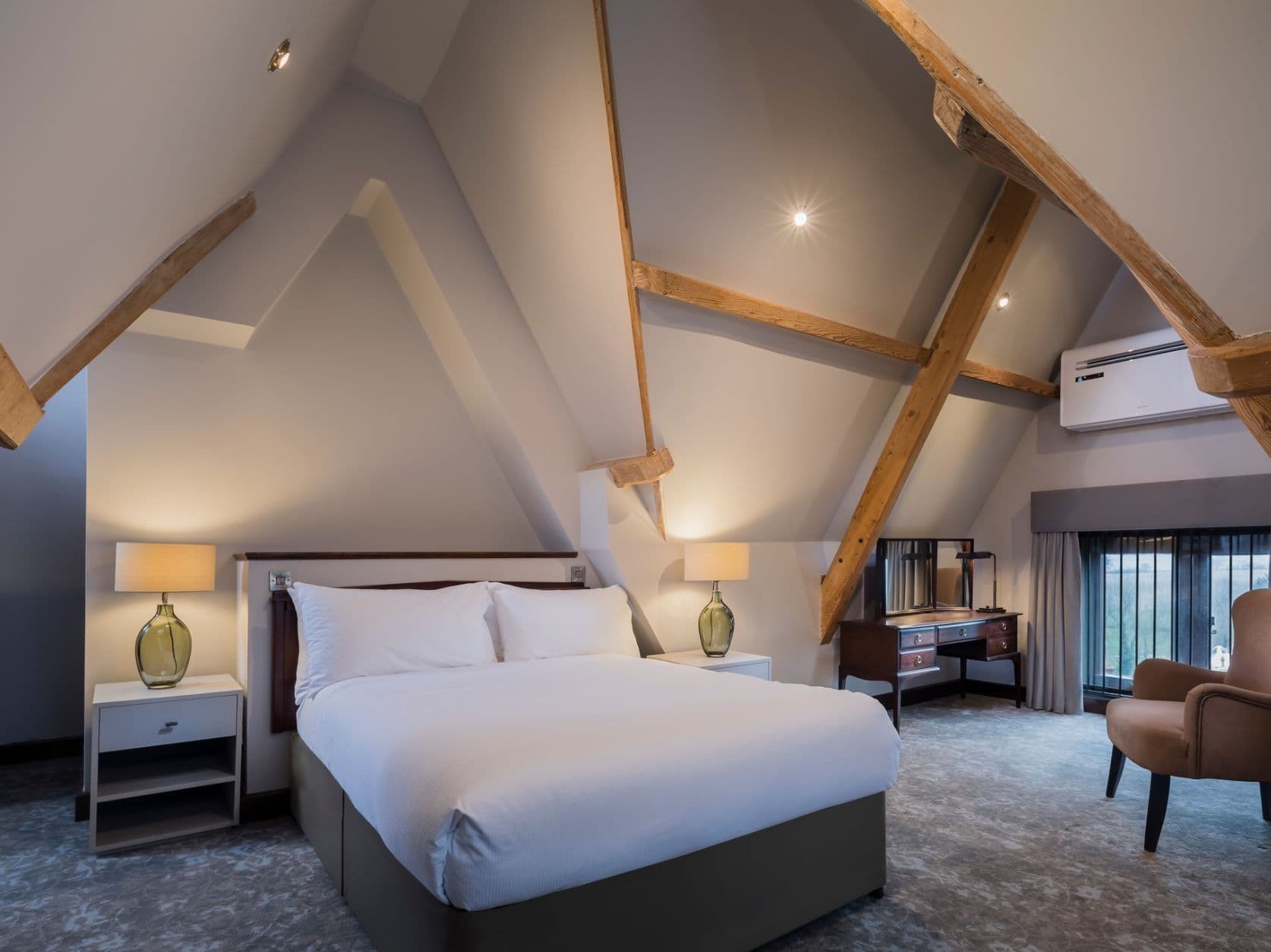 Double bed room at the Dunston Hall Hotel Spa & Golf Resort