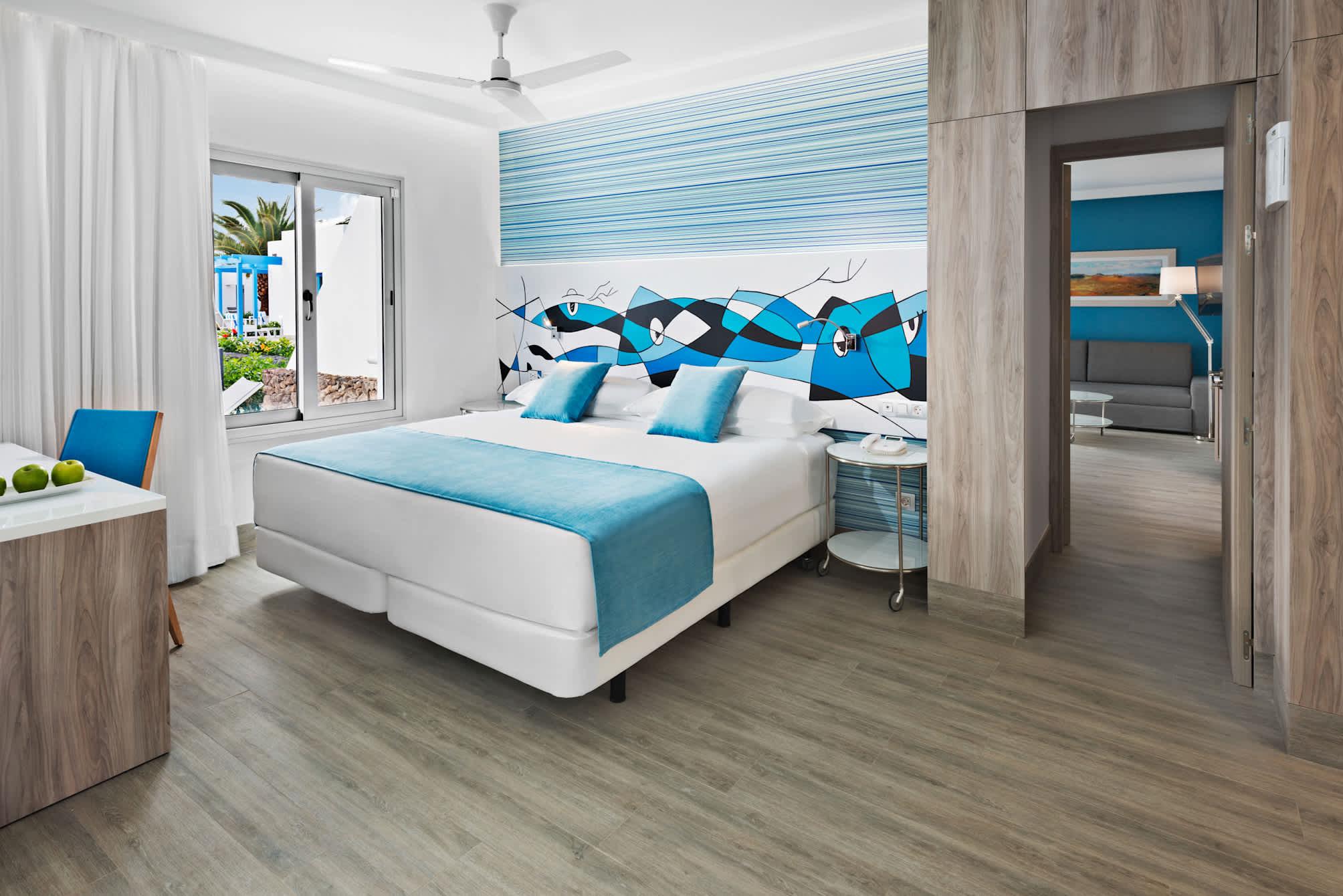 A double bed suite at Elba Lanzarote Royal Village Resort