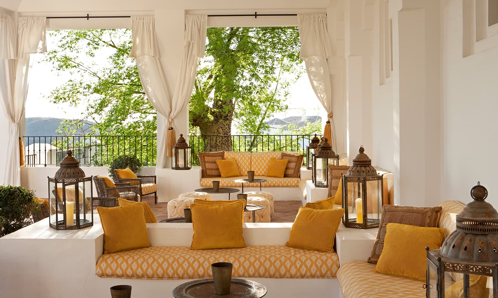 Outdoor lounging area at Finca Cortesin Hotel