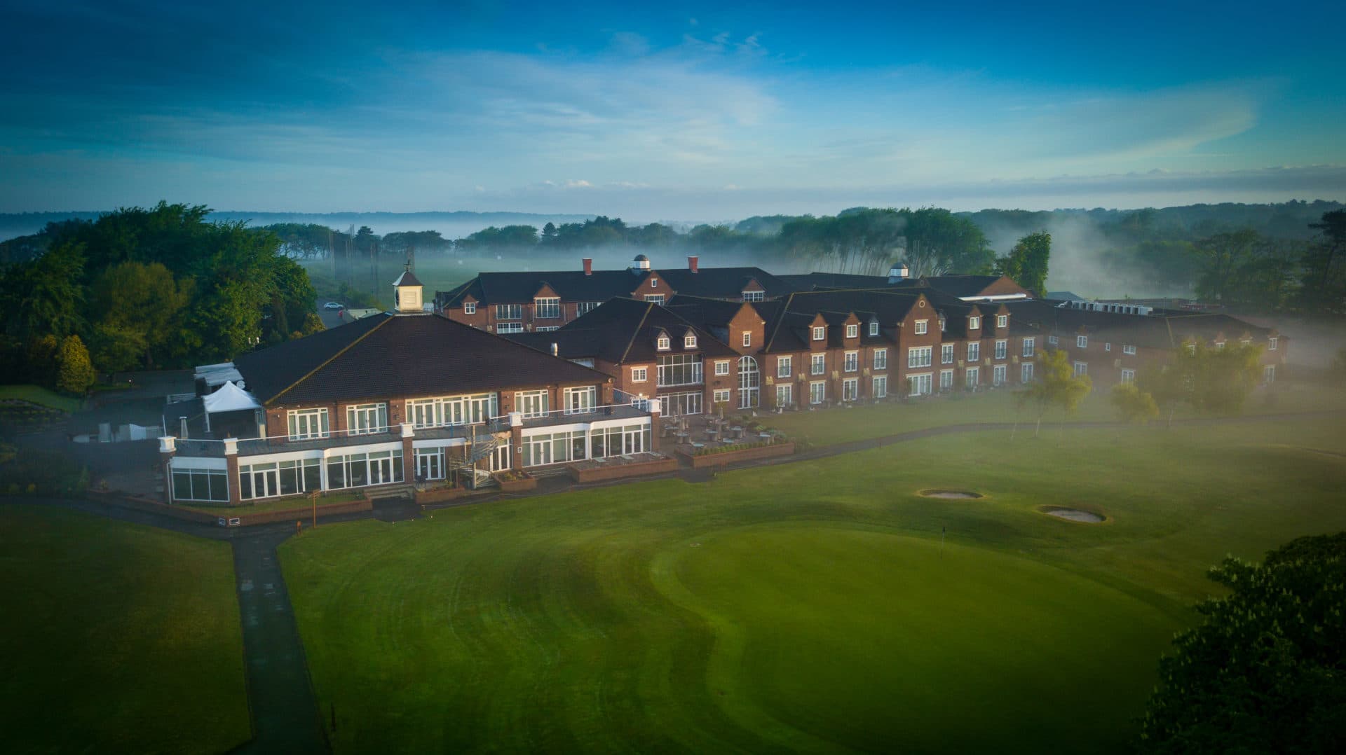 Overhead view of the Formby Hall Golf Resort & Spa clubhouse