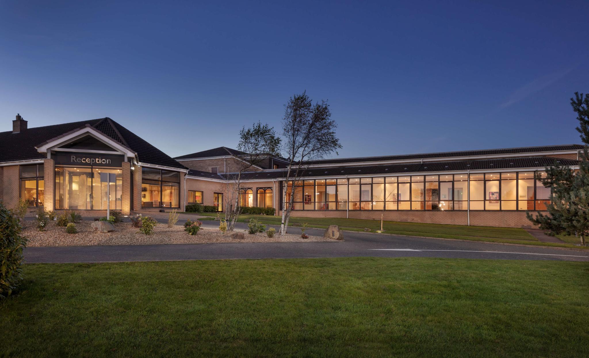 Panoramic view of the Westerwood Hotel, Spa & Golf Resort building