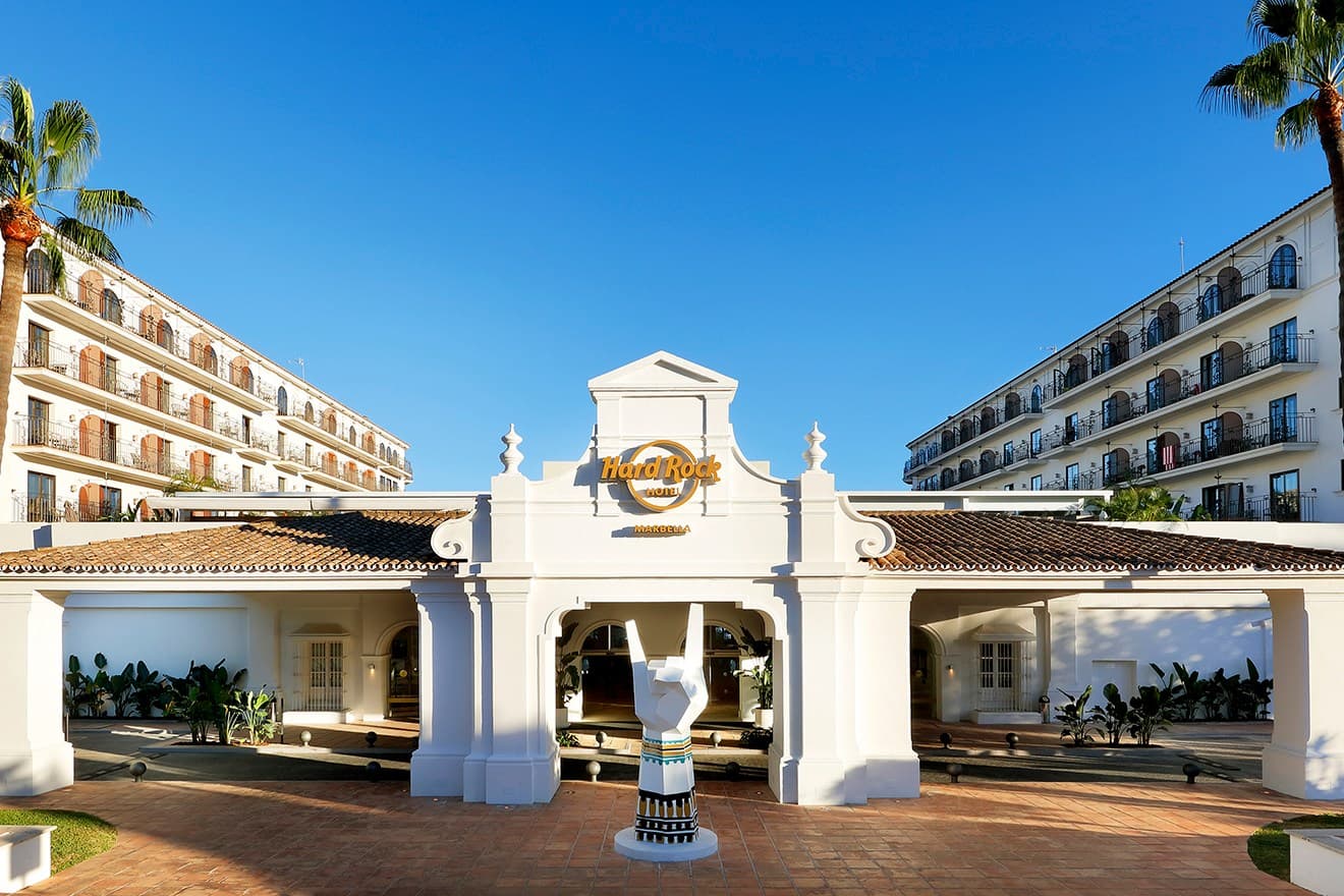 Front entrance to Hard Rock Hotel Marbella