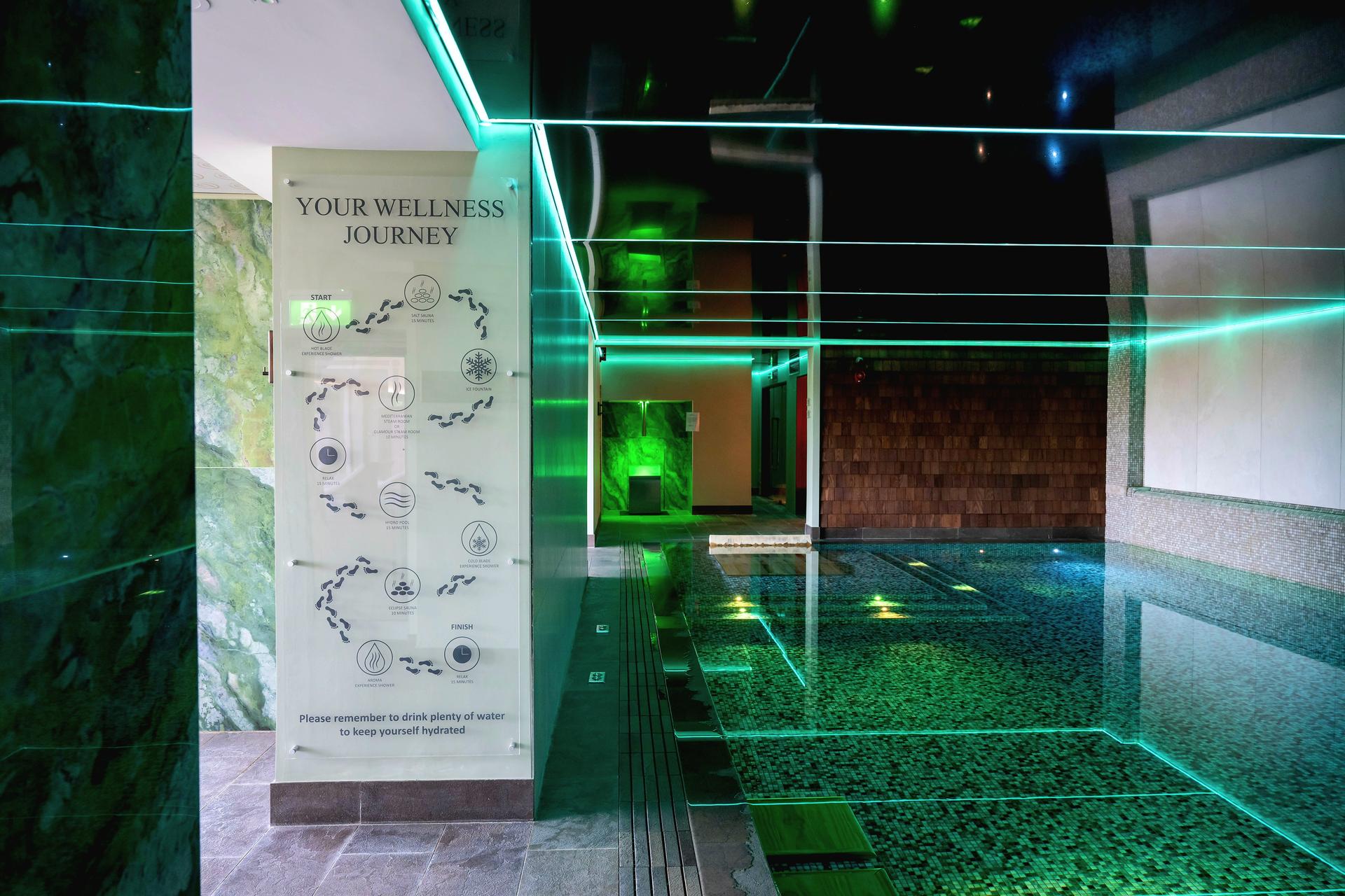 Indoor swimming pool part of the spa facilities at Hellidon Lakes Golf & Spa Hotel