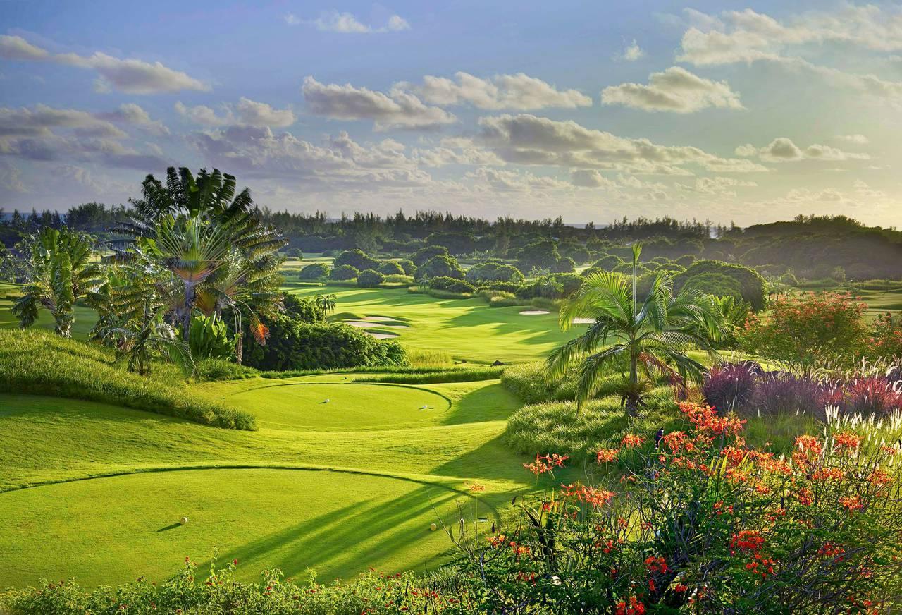 A tee box leading to a well maintained fairway
