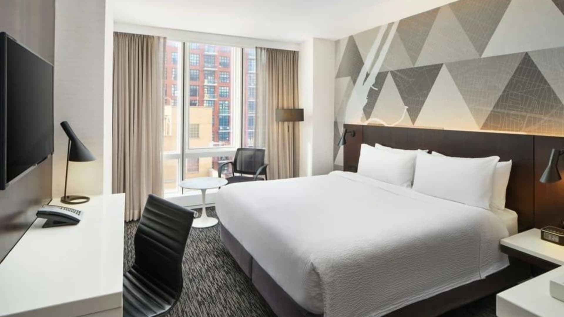 Double bed suite at the Long Island Marriott