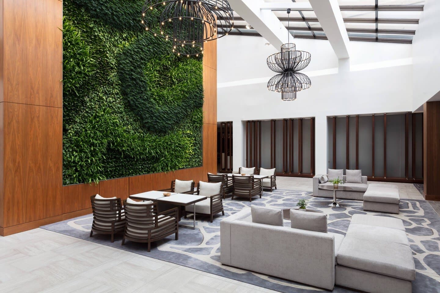 Indoor lounging area at the Long Island Marriott