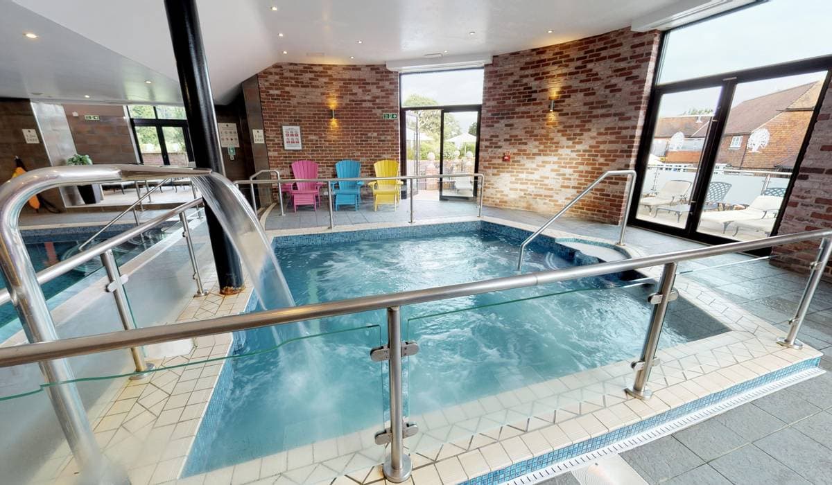 Hot tub in the indoor pool and spa area