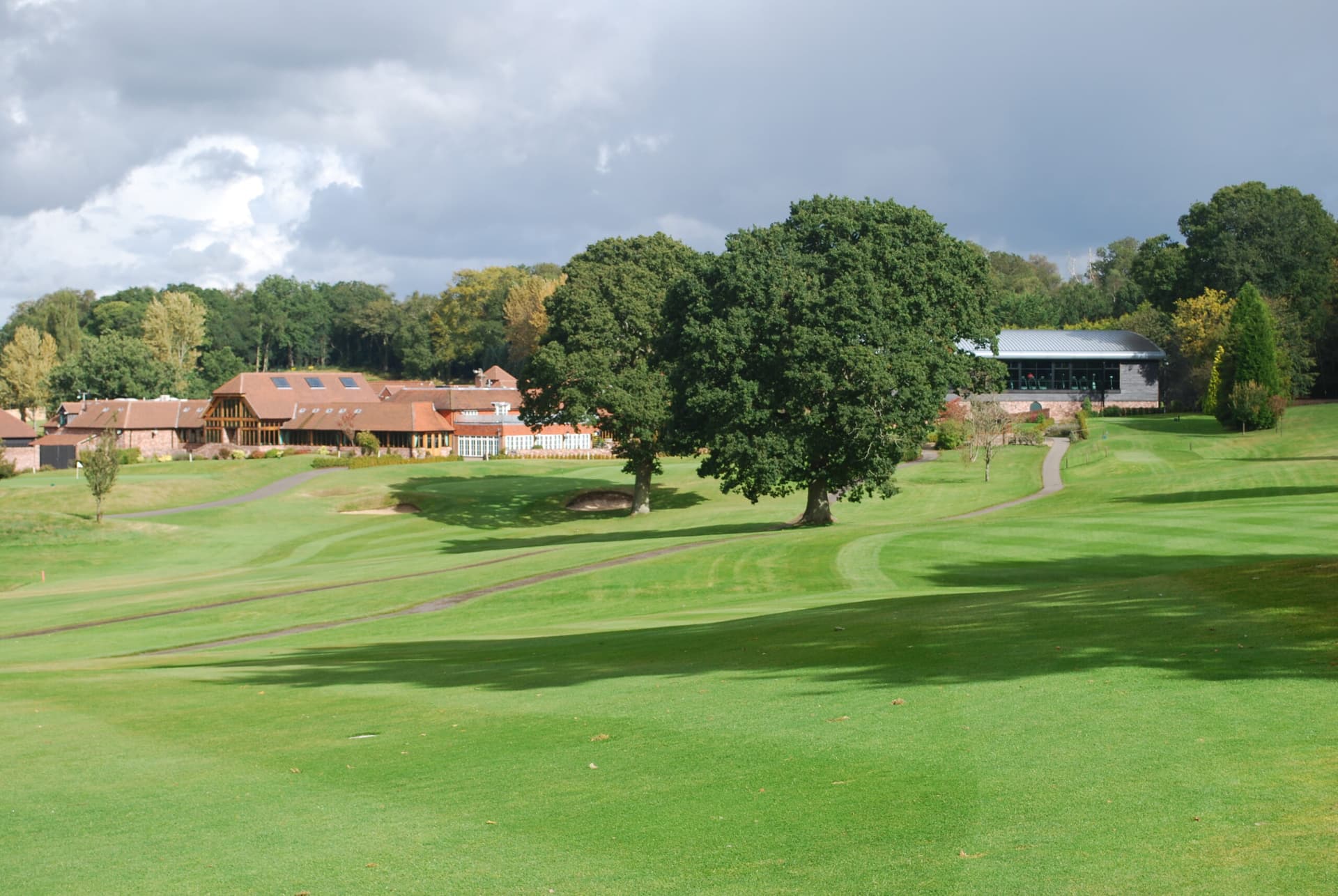 Wide fairway with the resort in the background