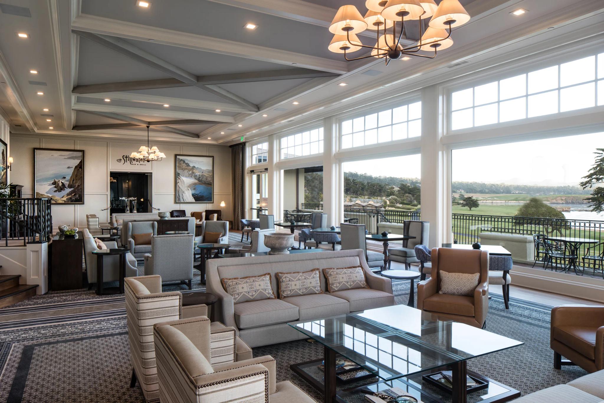 Indoor lounging area at The Lodge at Pebble Beach