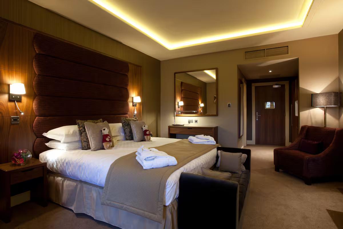 Double bed suite at The Mere Golf Resort & Spa