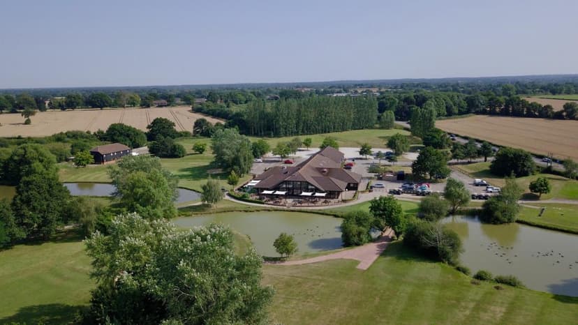 Aerial view looking down on the Weald of Kent Golf Course & Hotel building
