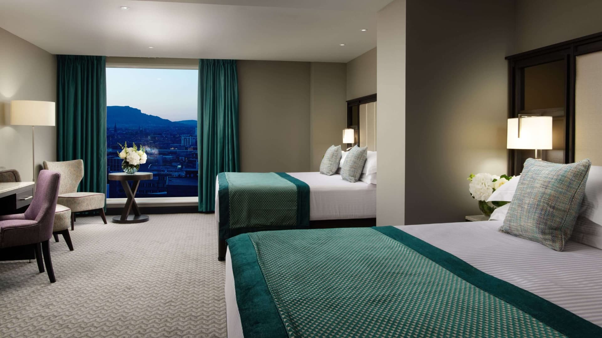 Twin double bed suite at Grand Central Hotel Belfast