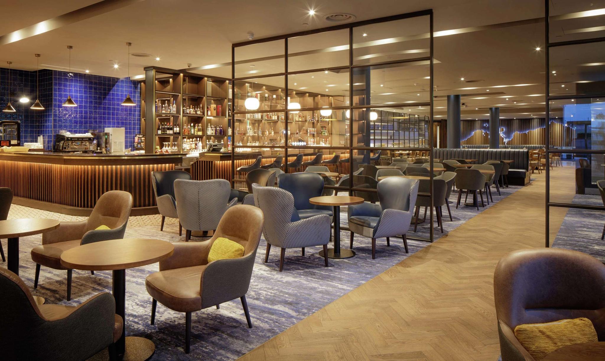 Indoor lounging area at Hilton Dublin