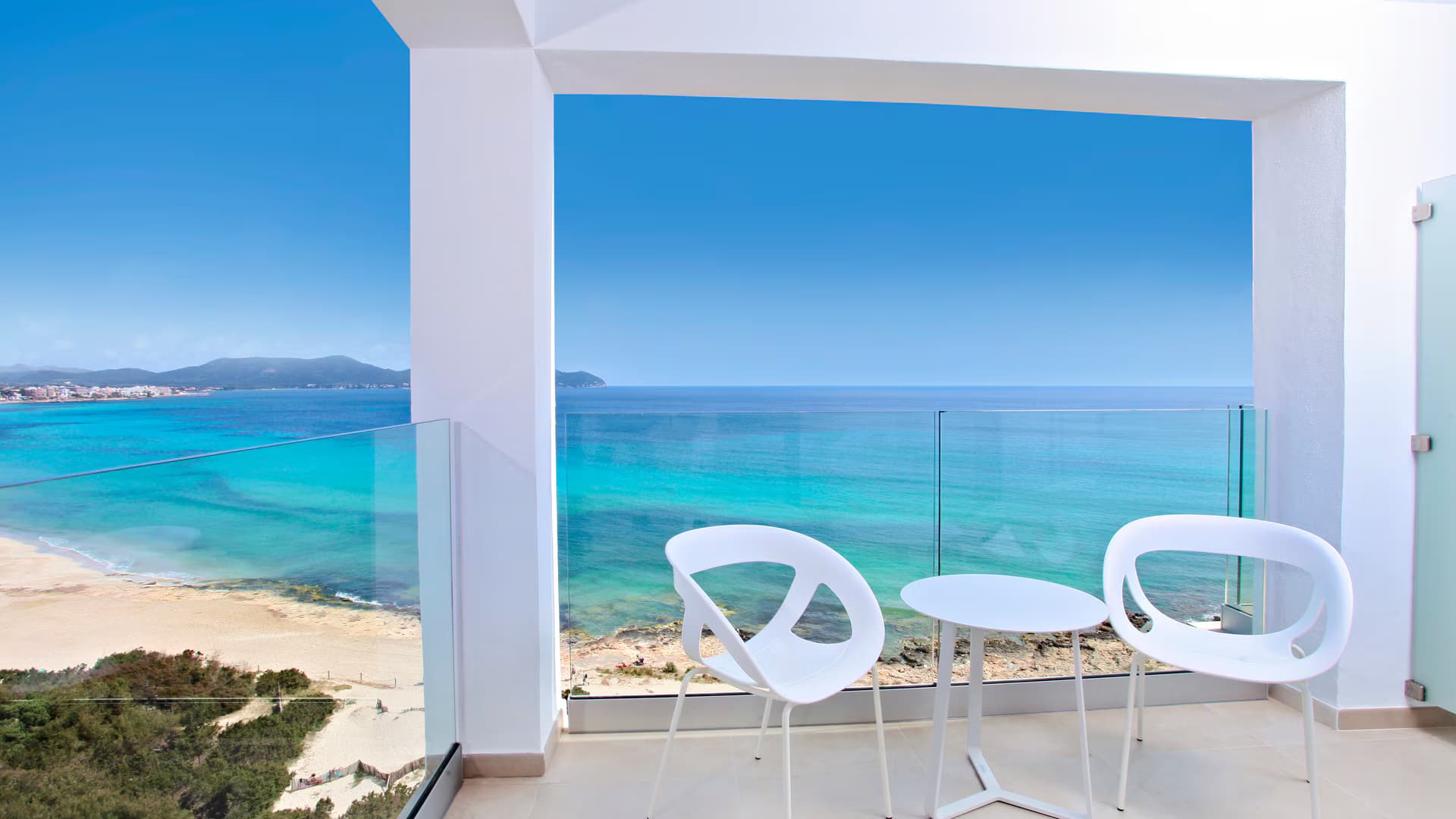 Balcony views of the beach as part of a suite at Iberostar Waves Cala Millor