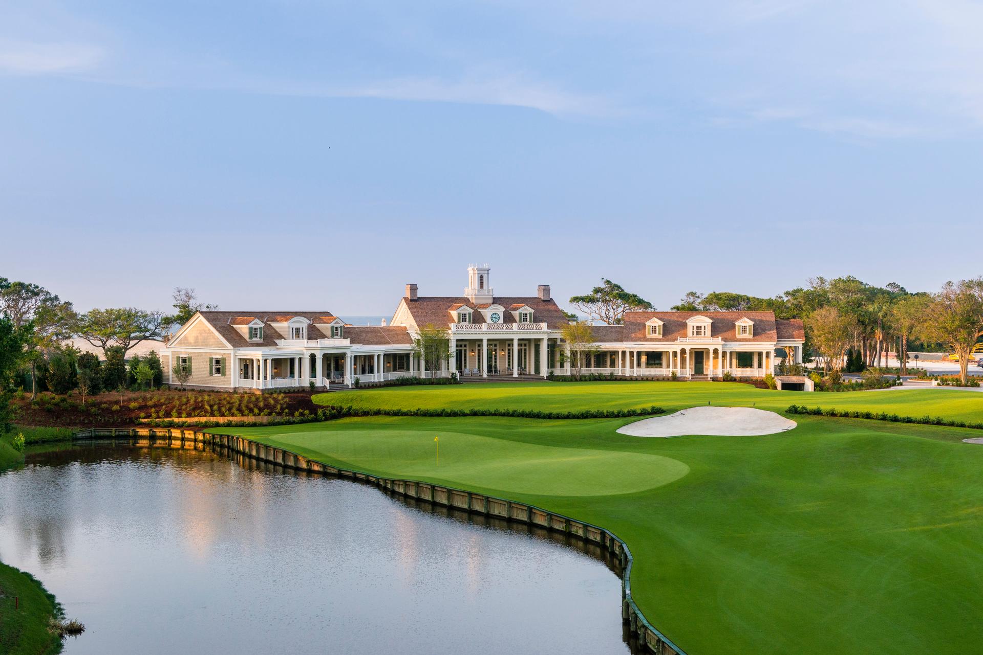 Panoramic view of the clubhouse overlooking the course at Kiawah Island Golf Resort