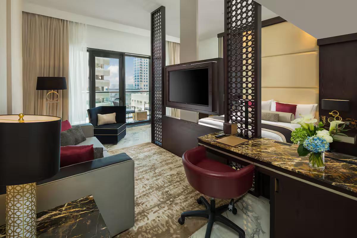 Living room as part of double bed suite at Millennium Place Dubai Marina