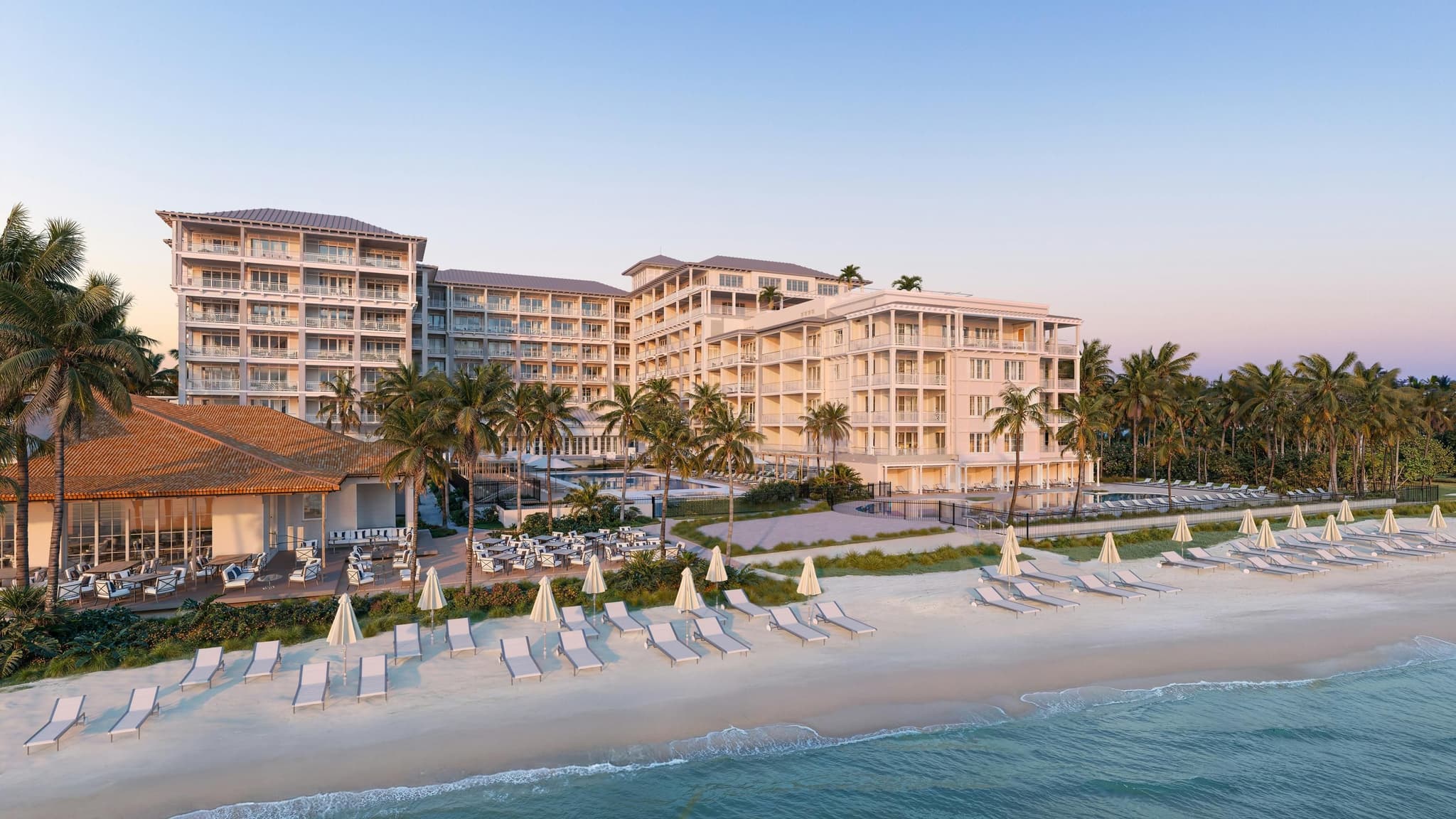 Panoramic view of the coastal Naples Beach Hotel and Golf Club