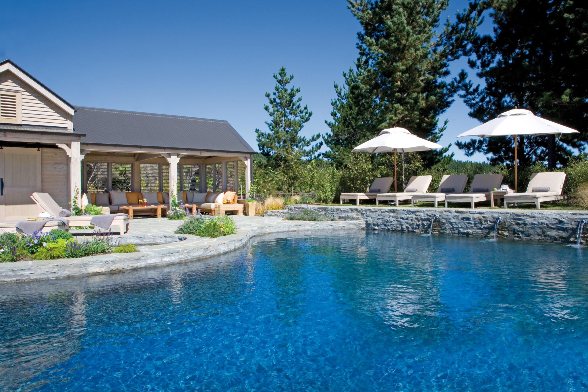 Outdoor swimming pool at The Farm at Cape Kidnappers Lodge