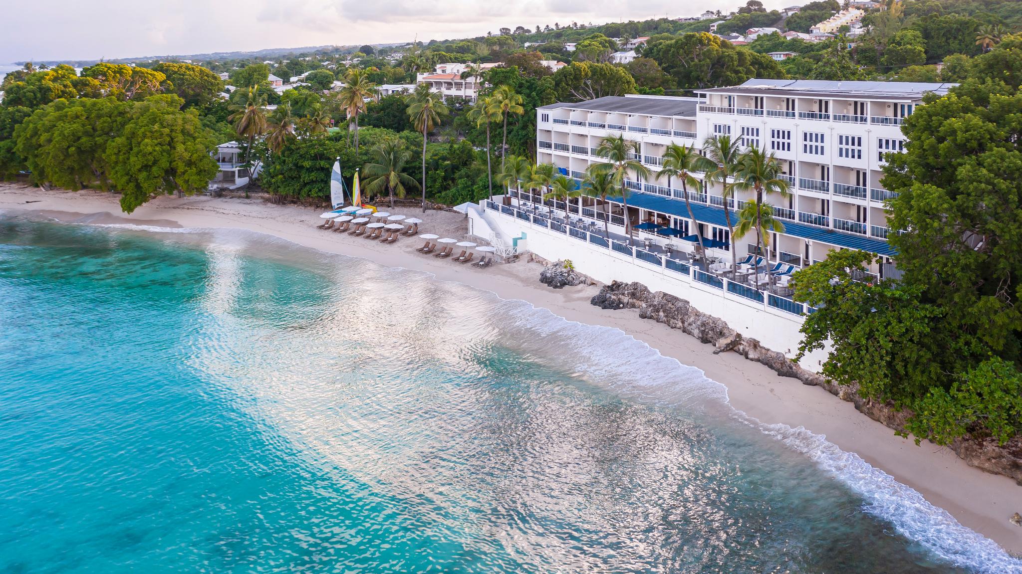 Overhead view of Waves Hotel & Spa by Elegant Hotels