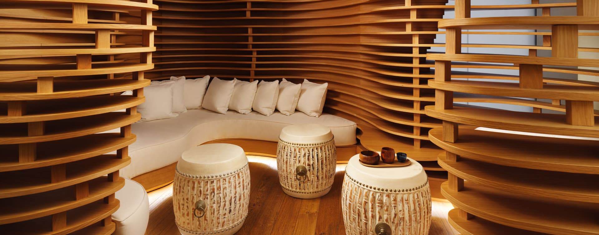 Indoor lounging area as part of the spa facilities at Puente Romano Beach Resort