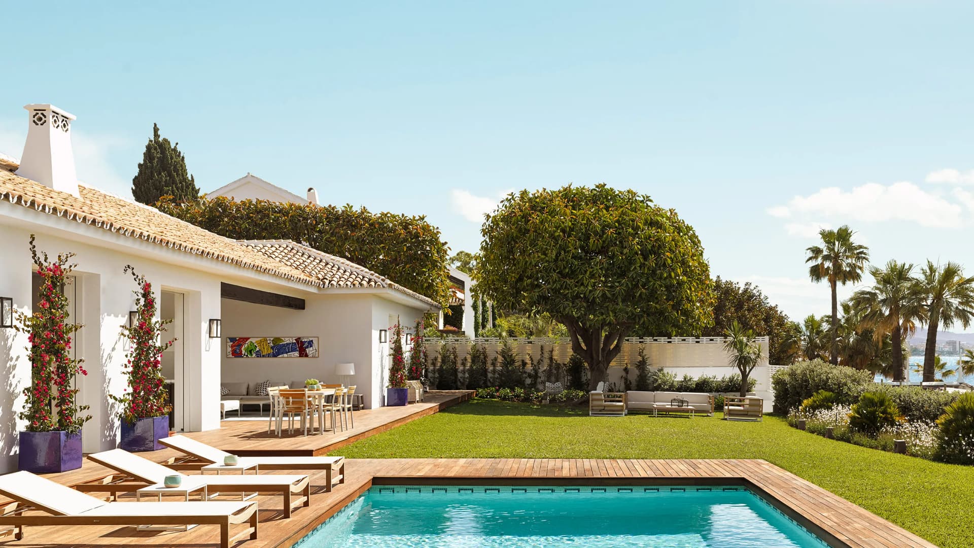 Outdoor swimming pool as part of a villa at Puente Romano Beach Resort