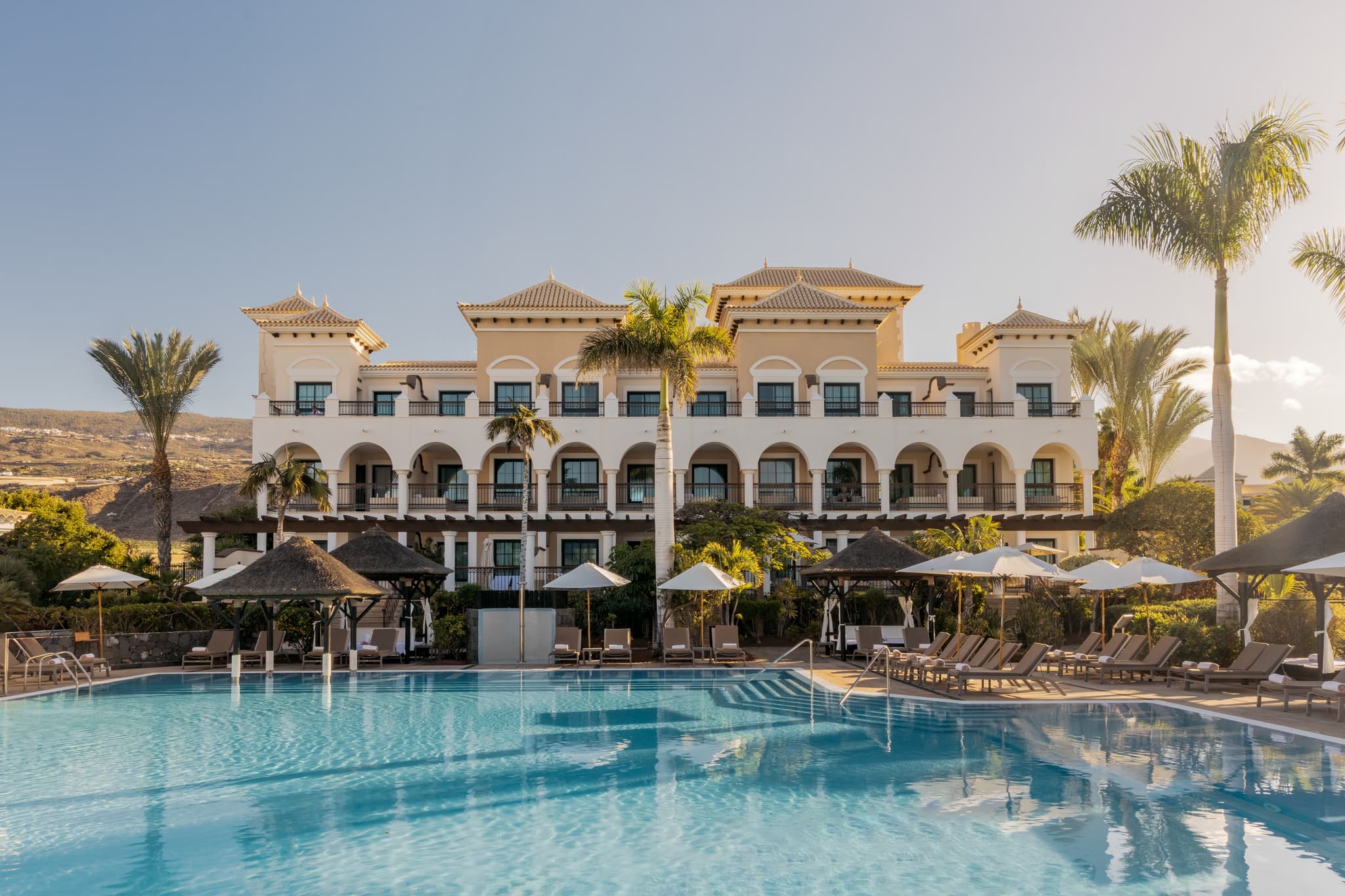Panoramic view of RedLevel at Gran Meliá Palacio de Isora overlooking the outdoor pool