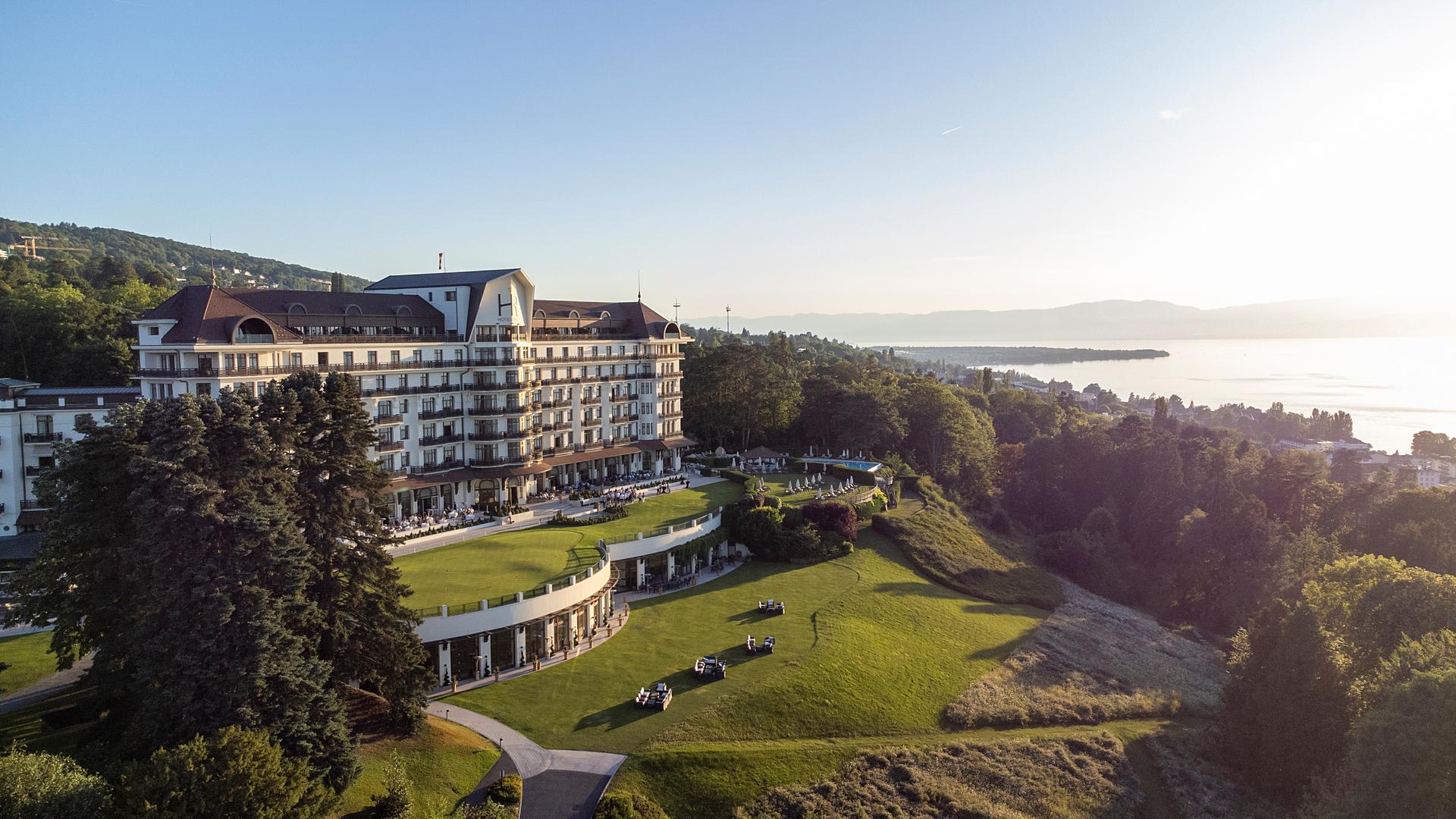 Overhead view of Hotel Royal Evian Resort