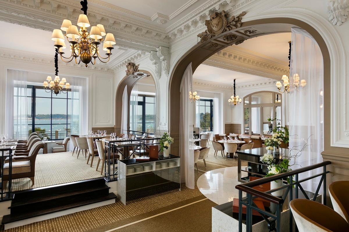 Indoor dining area at the Hotel Barriere Le Grand Hotel Dinard