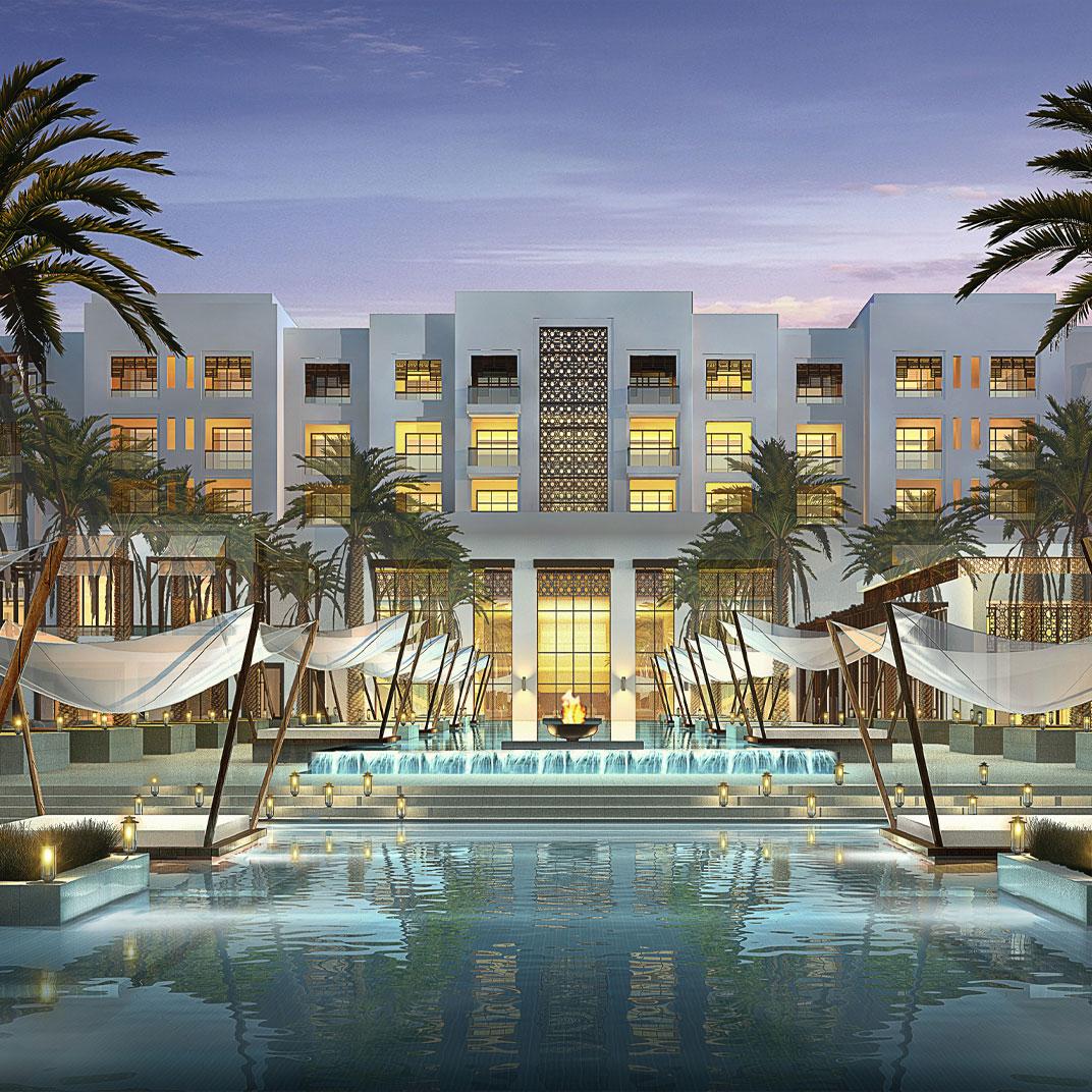 The Park Hyatt Abu Dhabi Hotel and Villas looking over the outdoor swimming pool