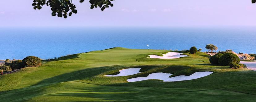A well maintained coastal green at Aphrodite Hills Resort