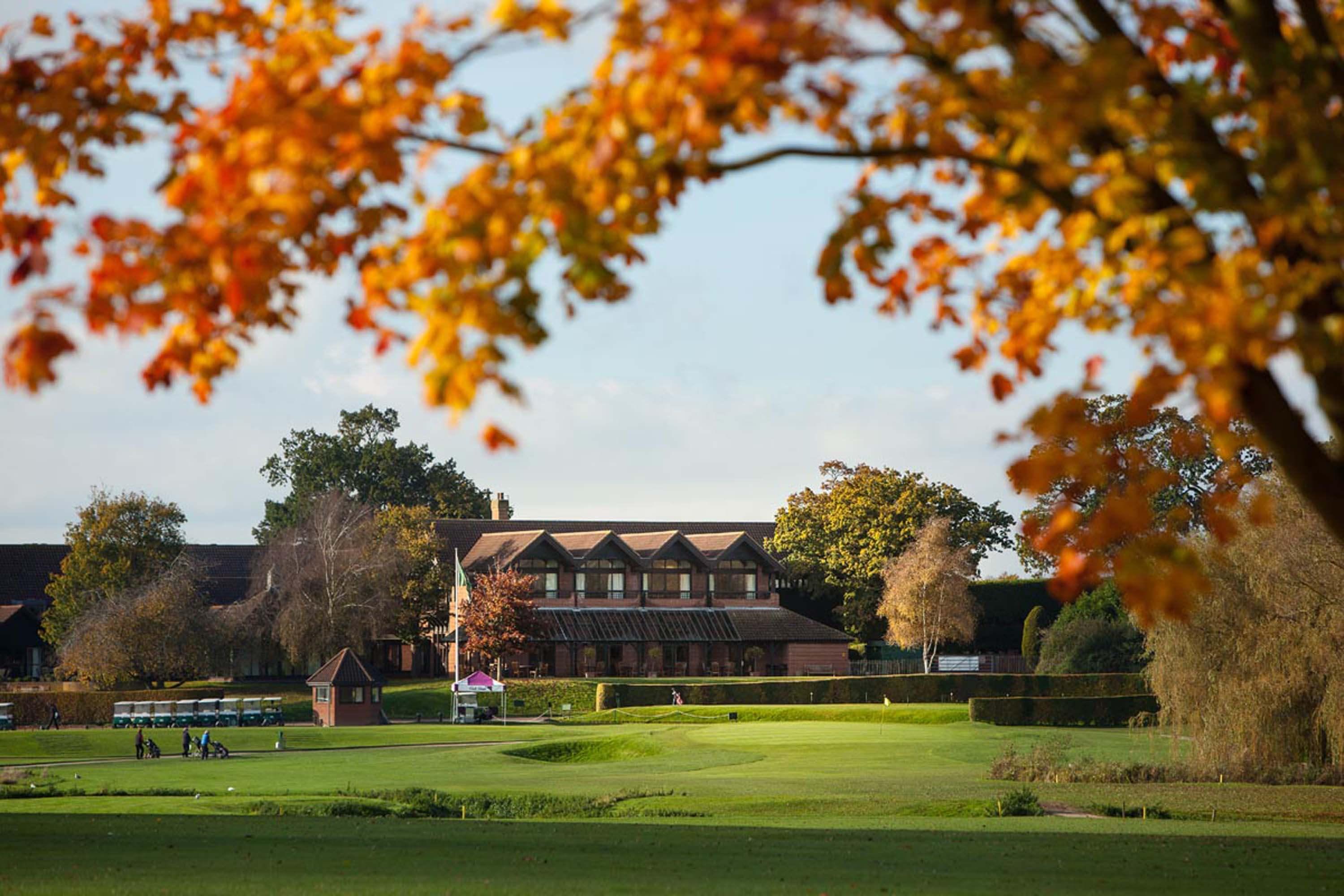 Panoramic view of the clubhouse at Barnham Broom Hotel, Golf & Spa